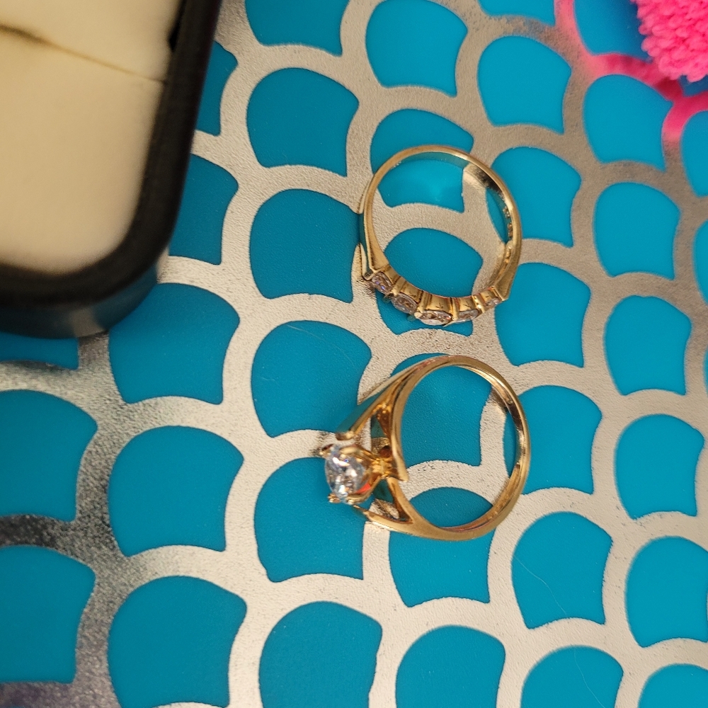 Bridal set 14k solid gold diamonique rings Nwot - Picture 17 of 17